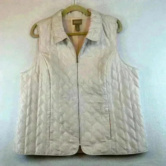Chico’s Women’s Plus Size 3 (US XL/16) Blush Colored Quilted Vest Fall - Picture 1 of 8